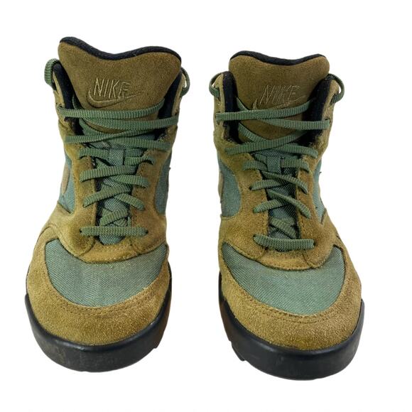 Nike Vintage 90s ACG Hiking Boots Green Tan Suede Womens 8 Trail Gorpcore - Picture 2 of 6